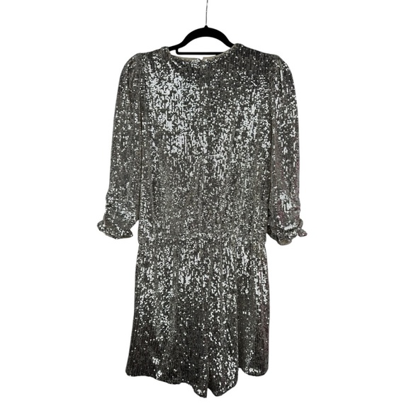 NEW GENERATION LOVE ALLEGRA SEQUIN JUMPSUIT 3/4 SLEEVE SHORTS SZ L - Picture 9 of 11